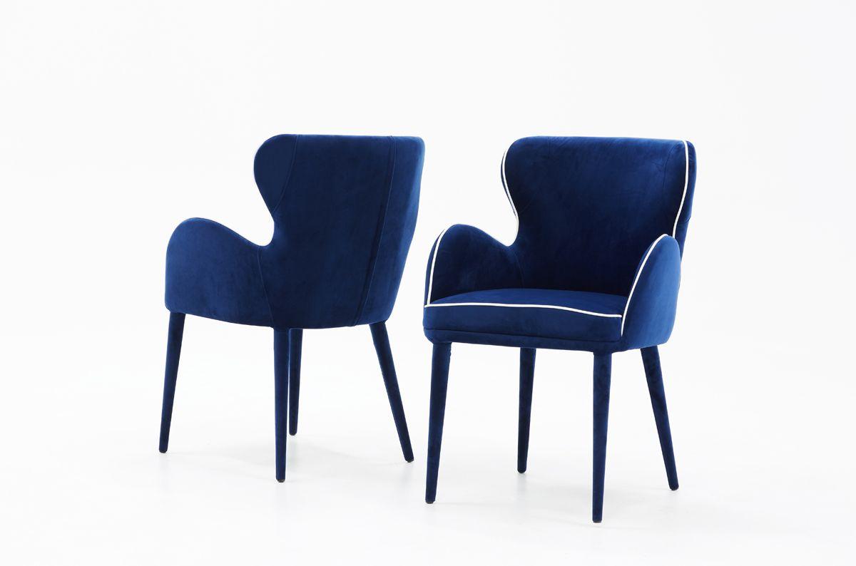 Contemporary, Modern Dining Chair Set VGEU-MC-8883CH-A-BLUSet-2 VGEU-MC-8883CH-A-BLUSet-2 in Blue Fabric