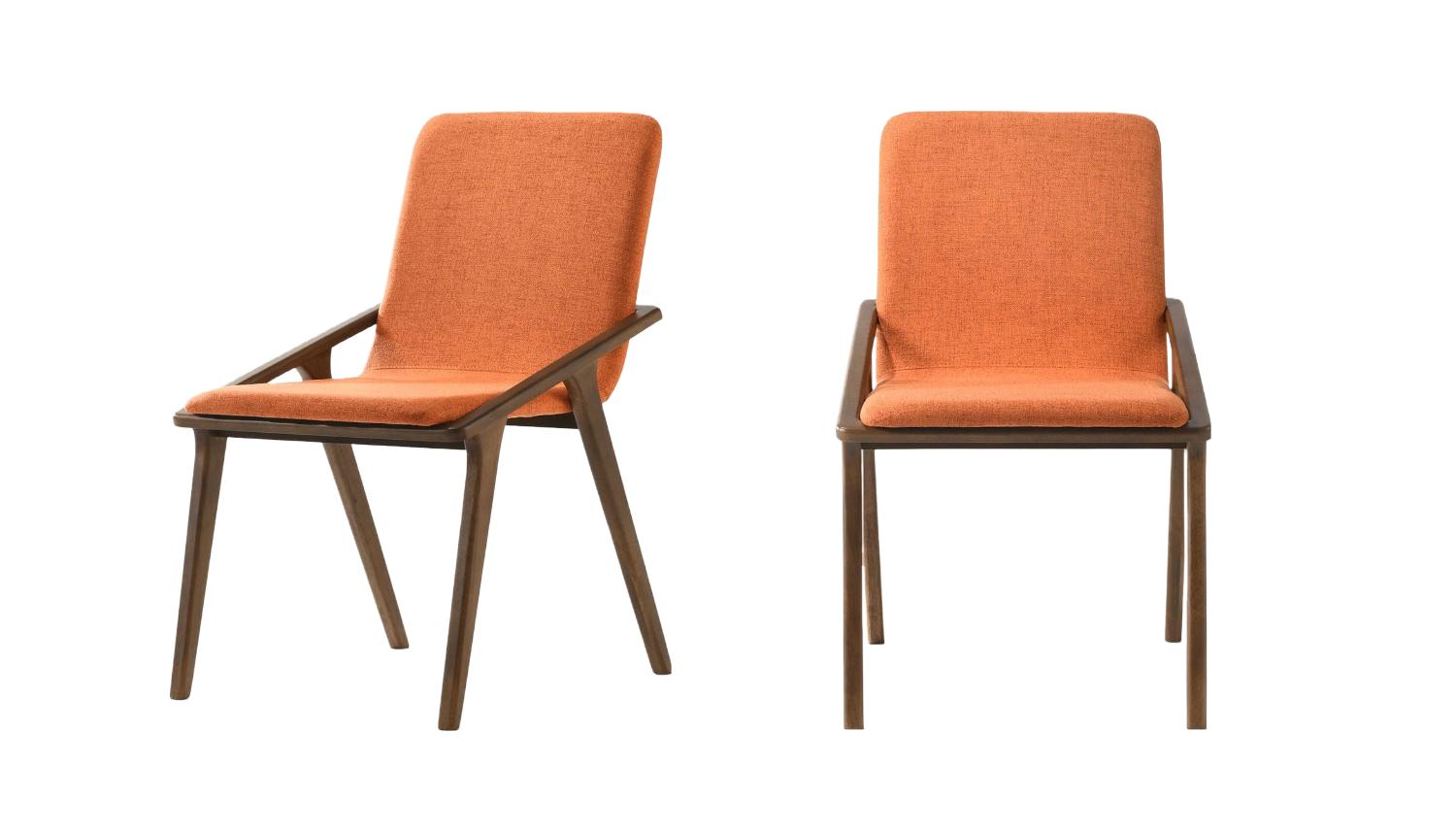 Contemporary, Modern Dining Chair Set Zeppelin VGMAMI-510-ORG-2pcs in Orange Fabric