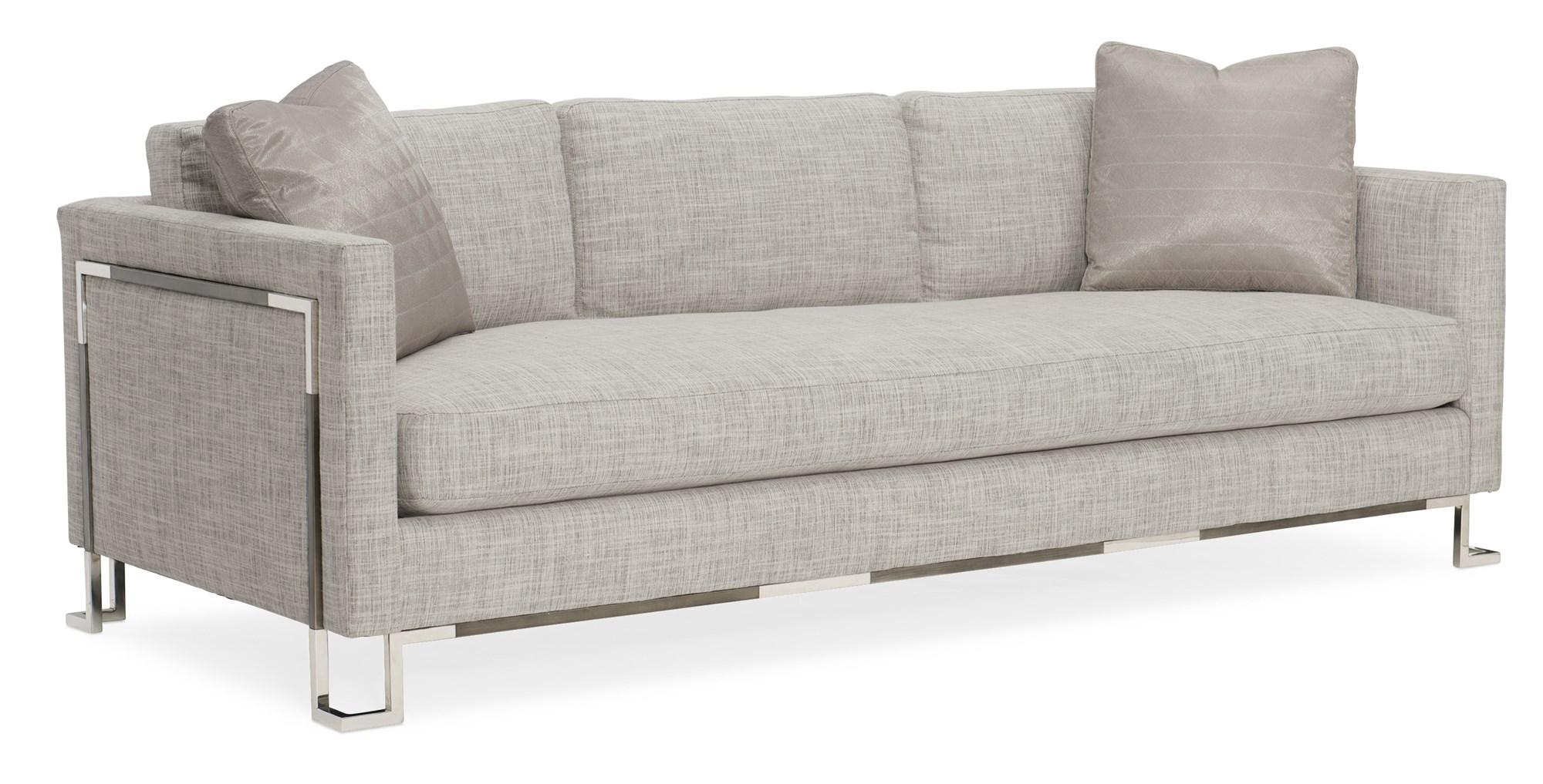 Contemporary Sofa OPEN FRAMEWORK M090-018-012-A in Light Gray, Brown Fabric
