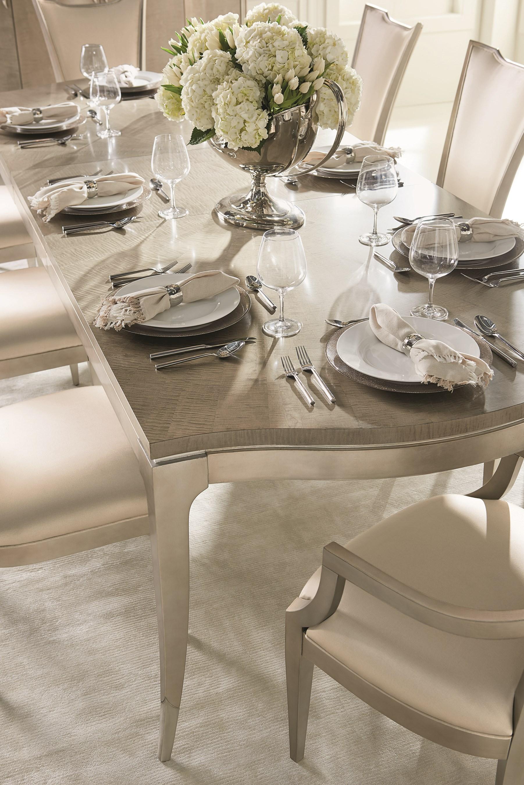 

    
 Order  Moonlit Sand & Soft Silver Leaf Extandable Dining Table ON A SILVER PLATTER by Caracole
