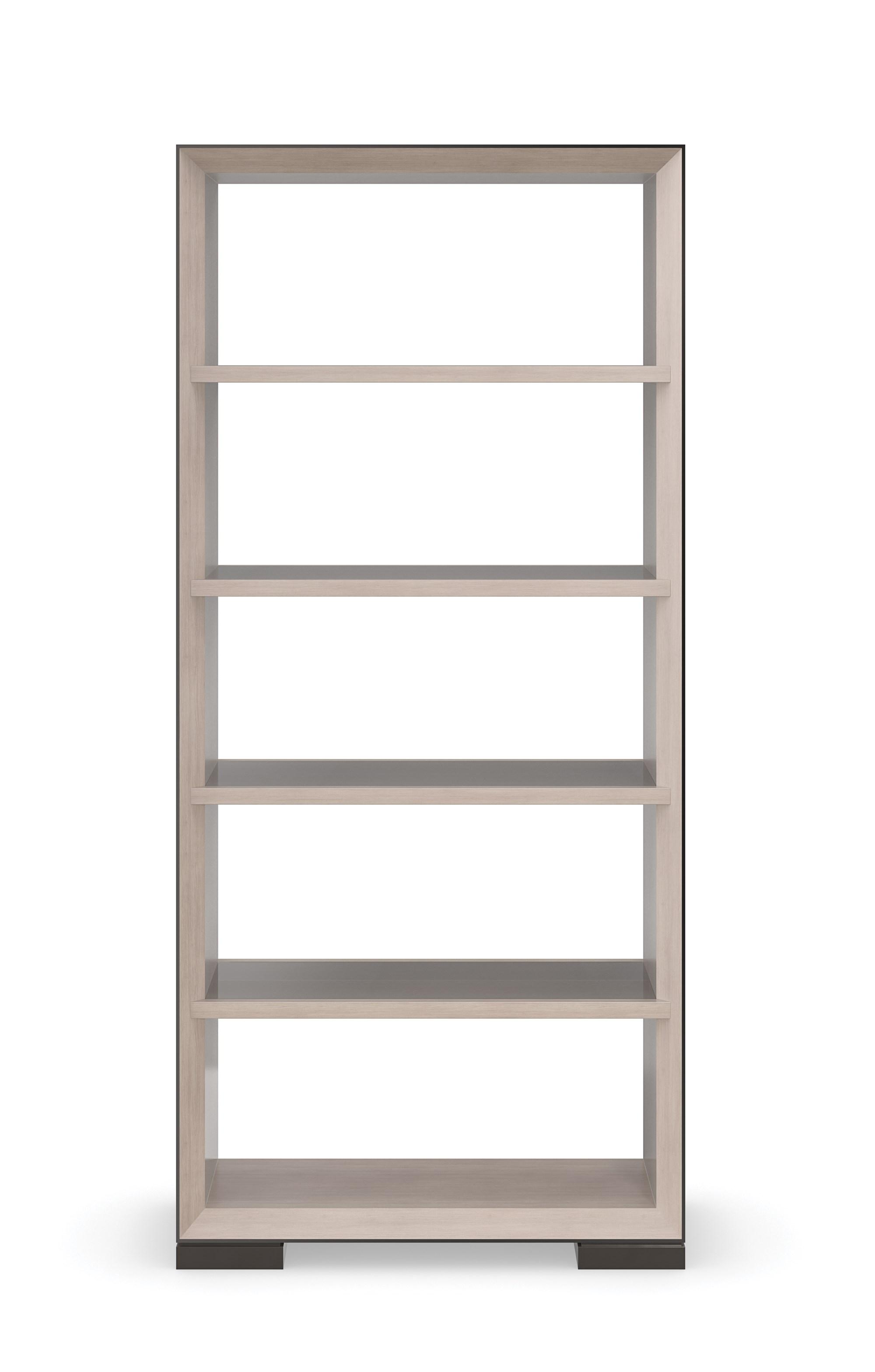 

    
Moonstone, Deep Bronze & Seal Skin Finish Bookcase HIGH RISE by Caracole
