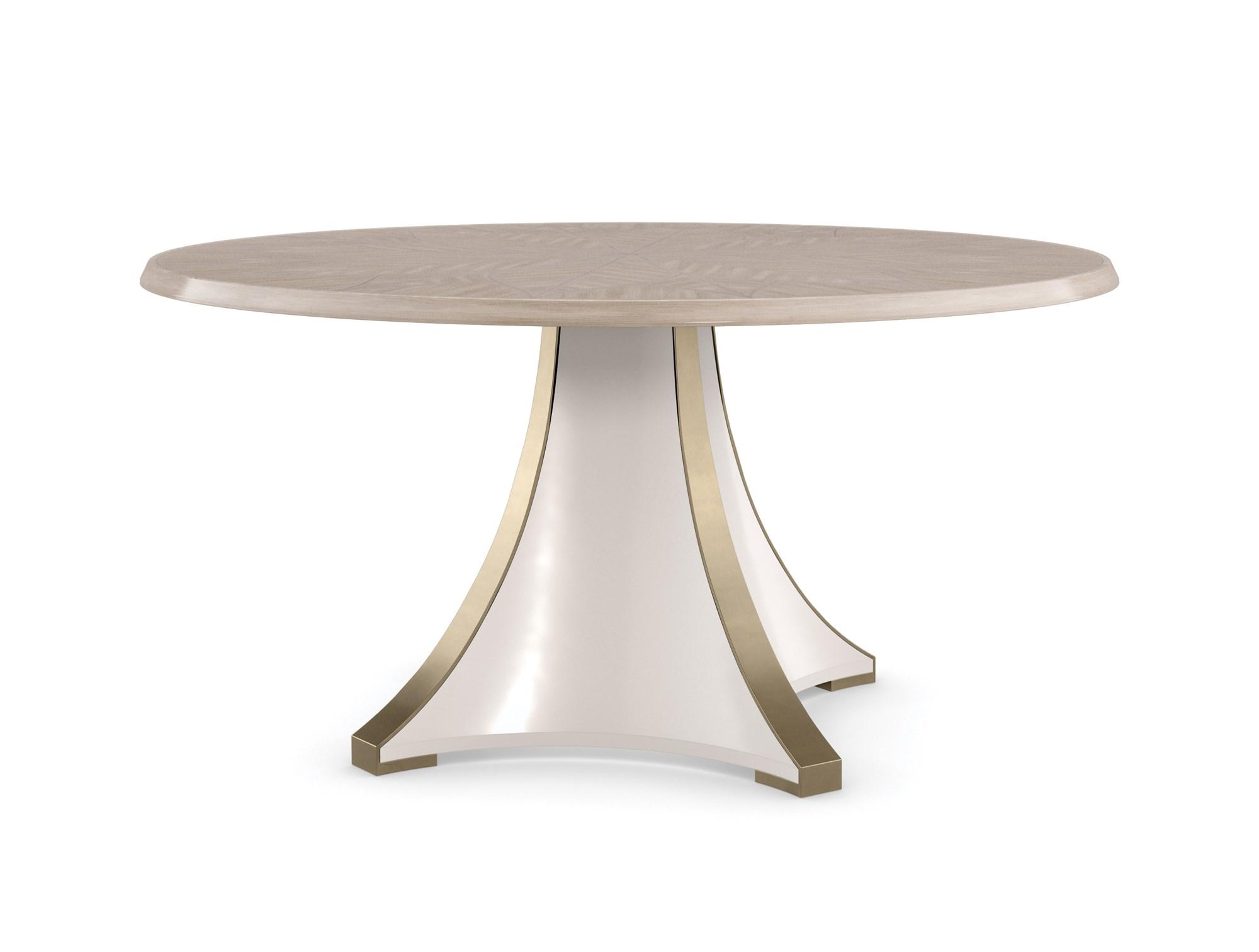 

    
Moonstone Finish Radiating Rosette Motif Dining Table GREAT EXPECTATIONS by Caracole
