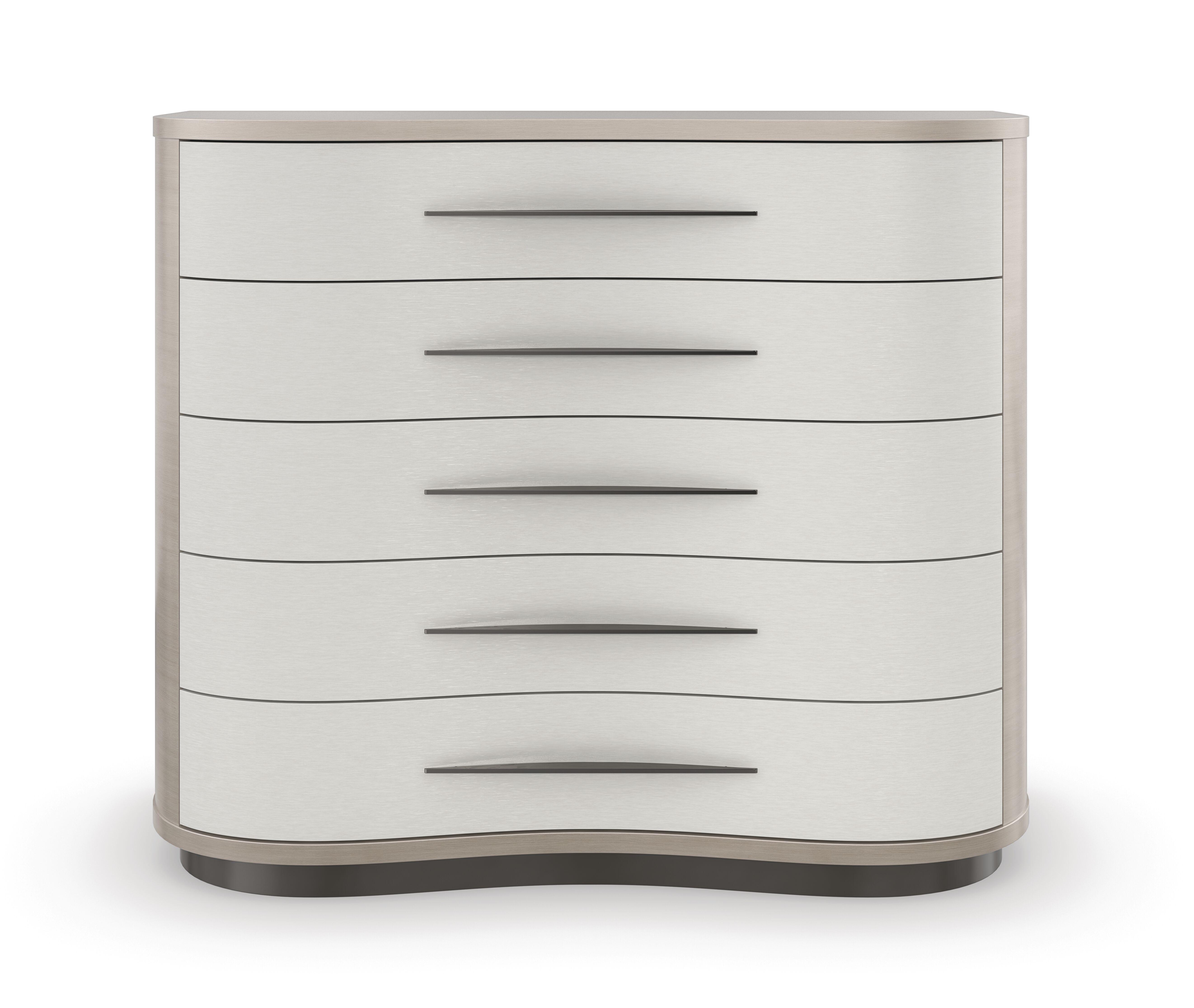 

    
Moonstone Finish Sinuously Shaped Dresser MEANDROUS by Caracole
