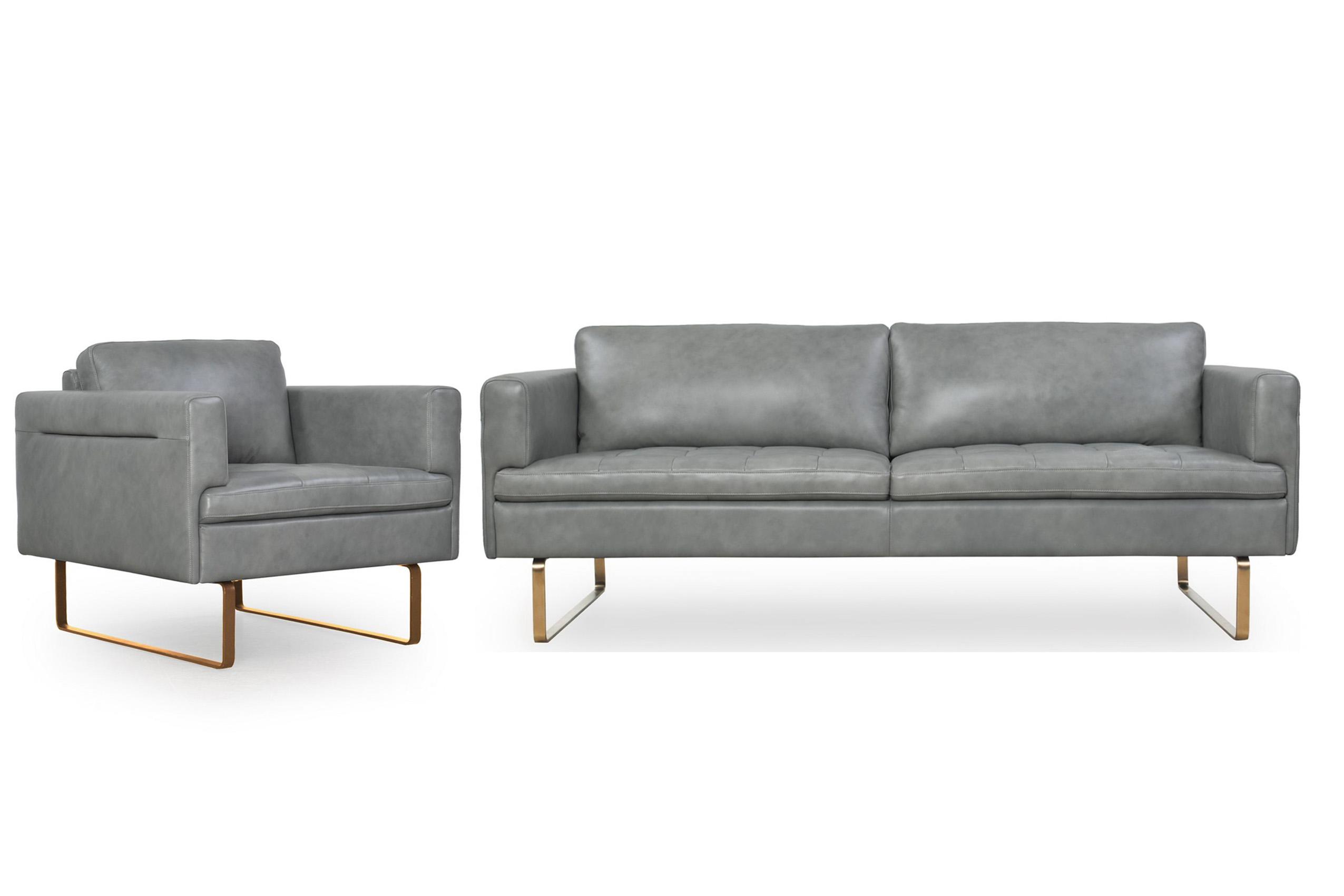 

    
 Order  Gray Top Grain Leather Sofa Set 3Pcs 365 Frensen Moroni Modern Contemporary

