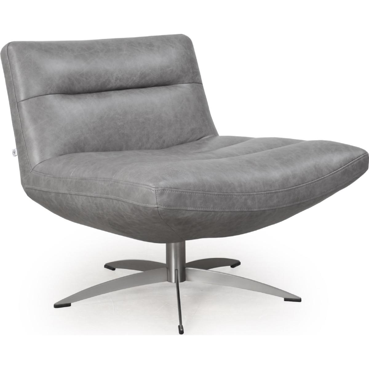 Modern Swivel Chair Alfio 580 58006B1173 in Gray Top grain leather