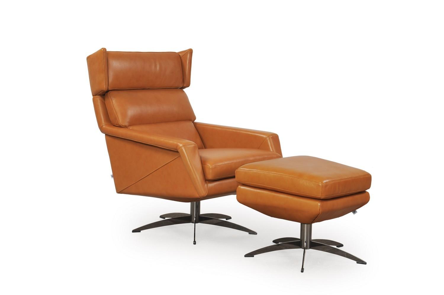 

    
Tan Top Grain Leather Swivel Chair & Ottoman Set 2Pcs Hansen 586 Moroni Modern
