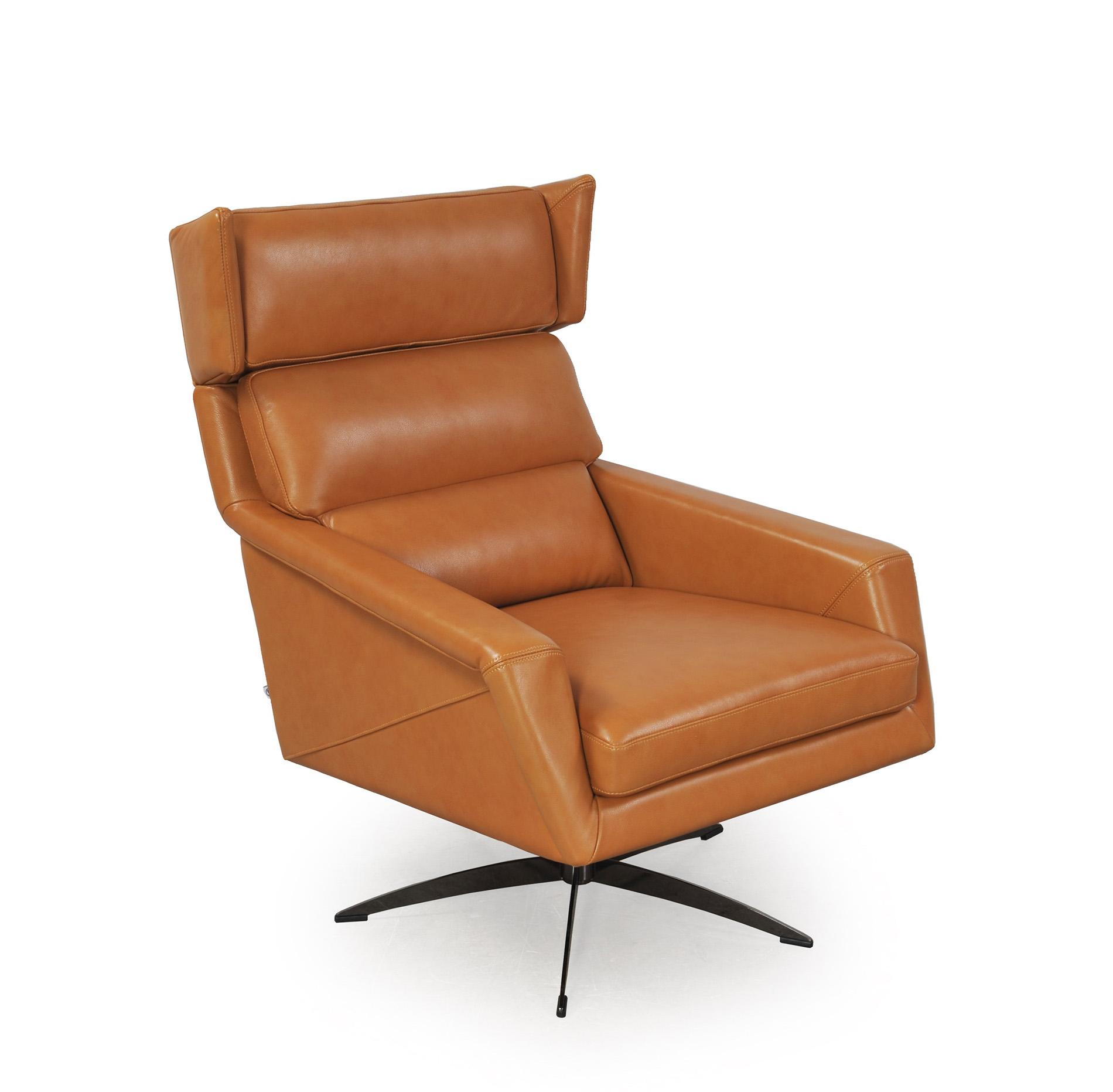 

    
Tan Top Grain Leather Swivel Chair & Ottoman Set 2Pcs Hansen 586 Moroni Modern
