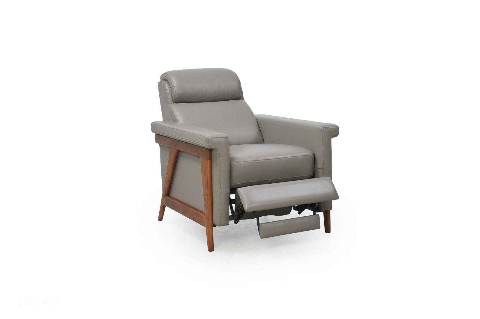 Modern Reclining Chair Harvard 579 57939B1309 in Gray Top grain leather
