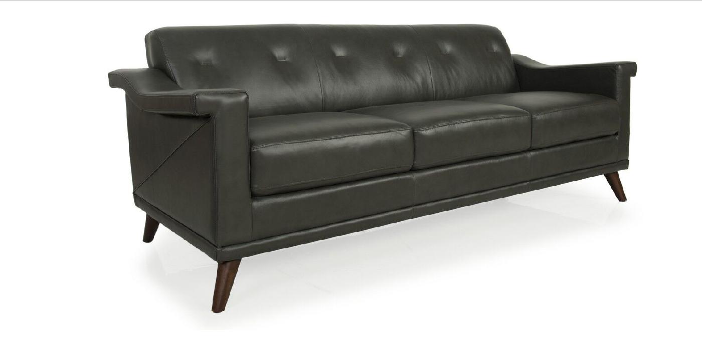 

    
Moroni Kak 356 Charcoal Grey Full Leather Mid-Century Sofa Set 2 Pcs Modern
