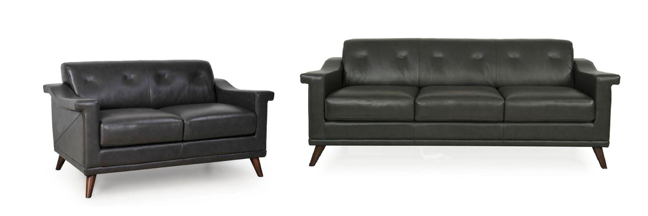 

    
Moroni Kak 356 Charcoal Grey Full Leather Mid-Century Sofa Set 2 Pcs Modern
