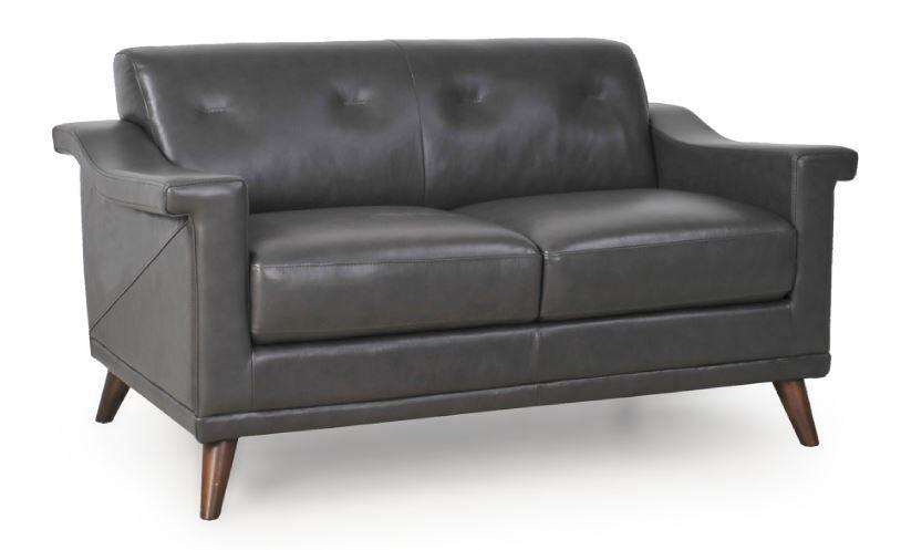 

    
Moroni Kak 356 Charcoal Grey Top Grain Leather Upholstery Mid-Century  Loveseat
