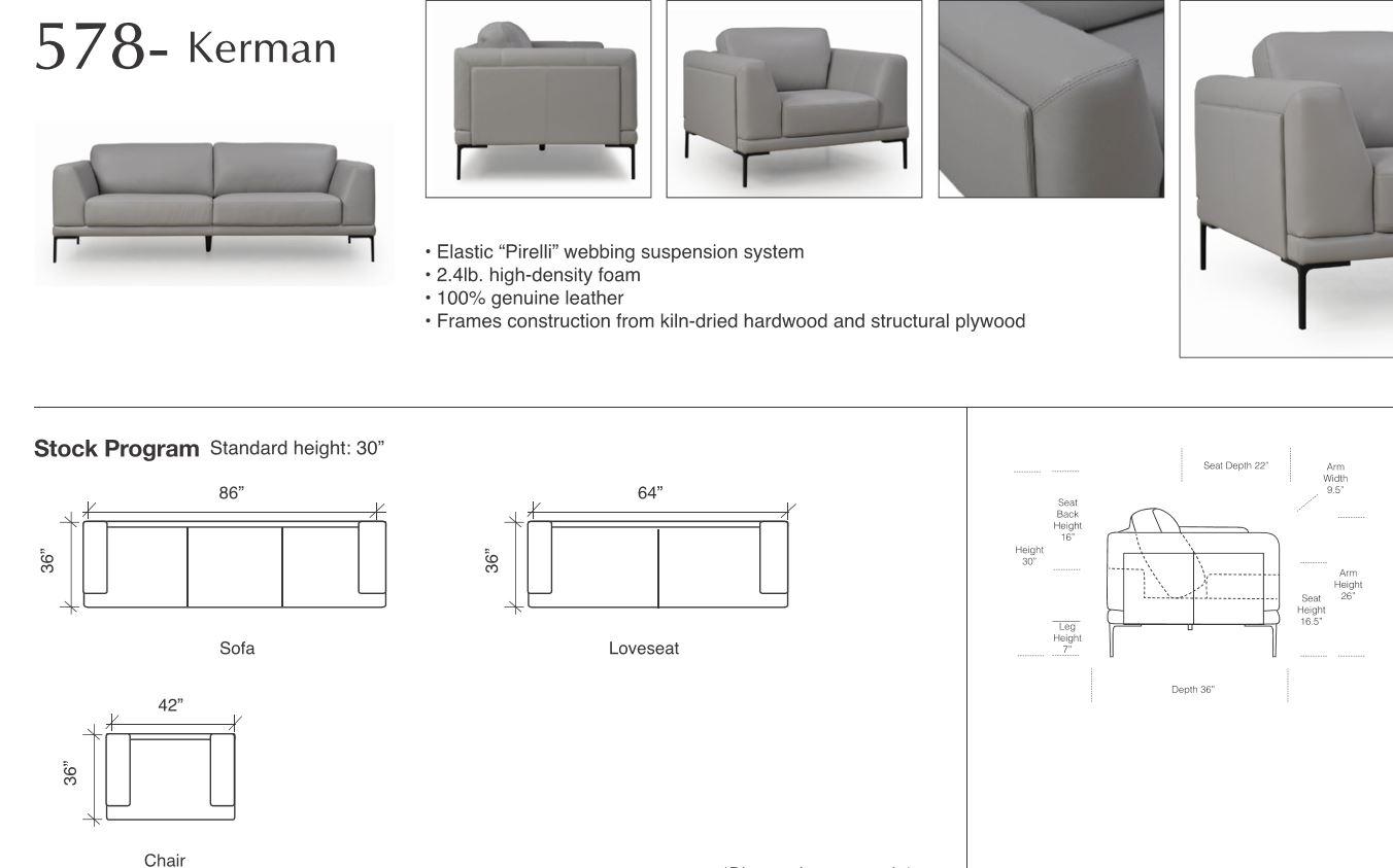 

    
57803B1192 Light Grey Top Grain Leather Sofa 578 Kerman Moroni Contemporary Modern
