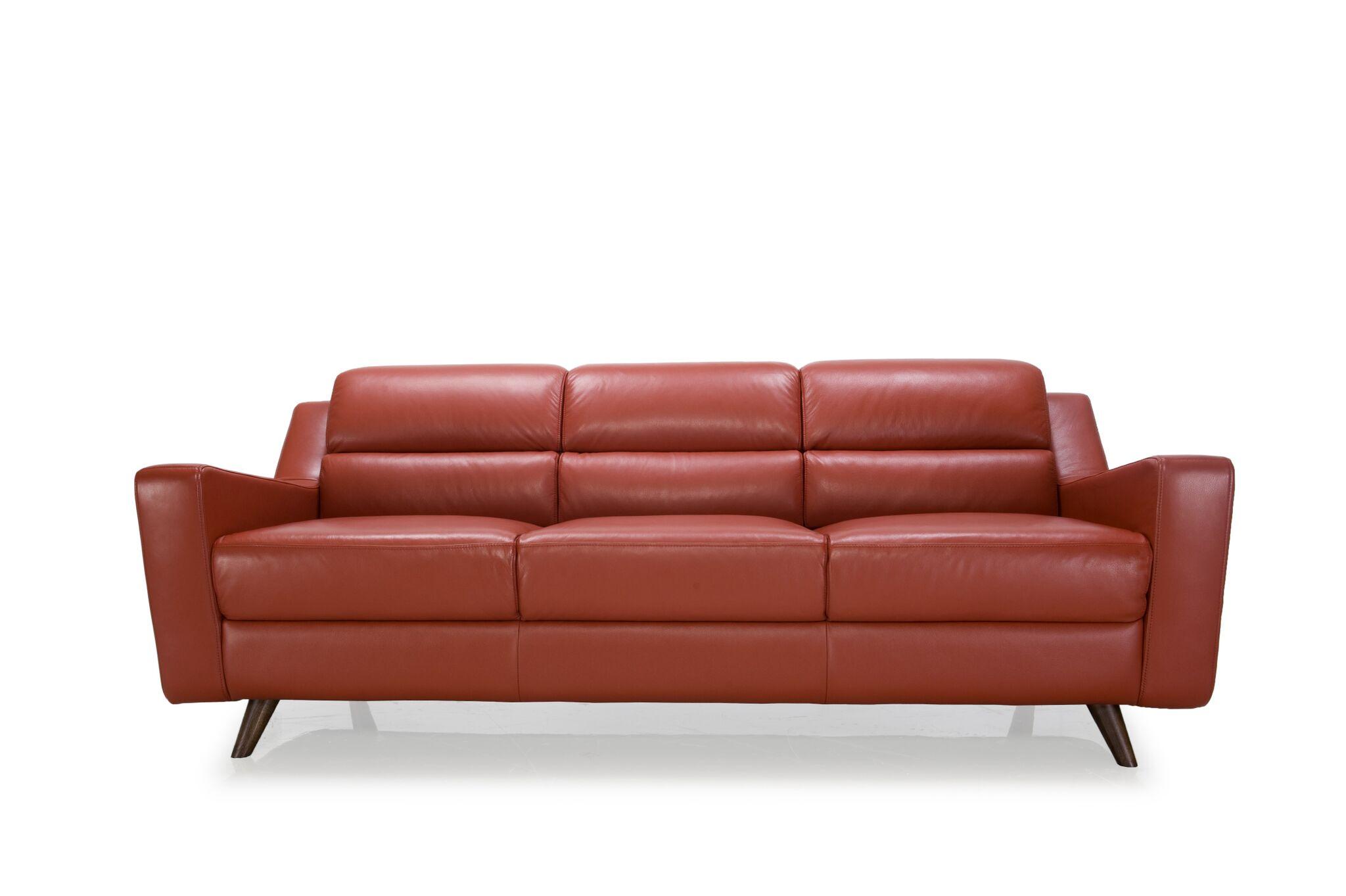 

    
Moroni Lucia 358 Brick Red Top Grain Leather Upholstery Mid-Century Sofa Set 2Pcs
