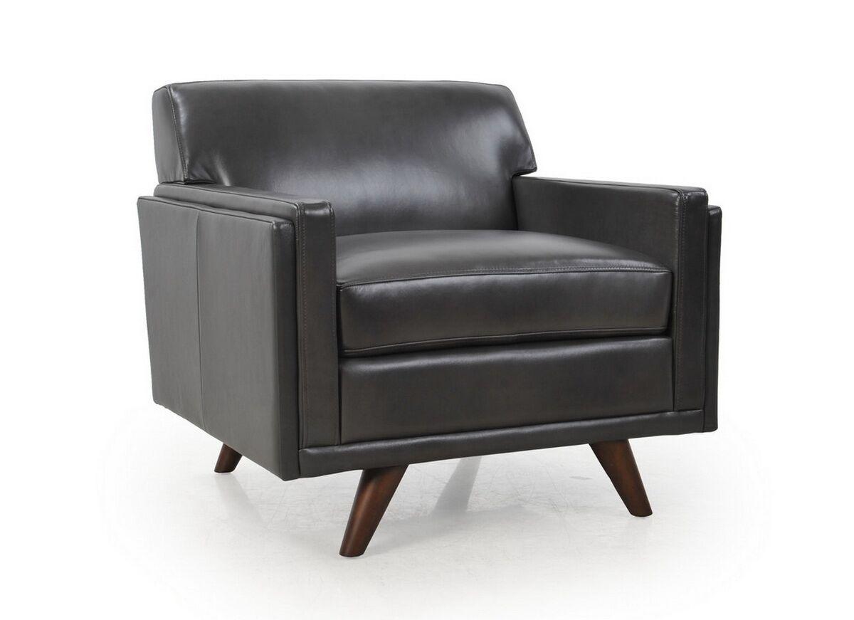 

    
Charcoal Top Grain Leather Chair Milo 361Moroni Mid-Century Contemporary 
