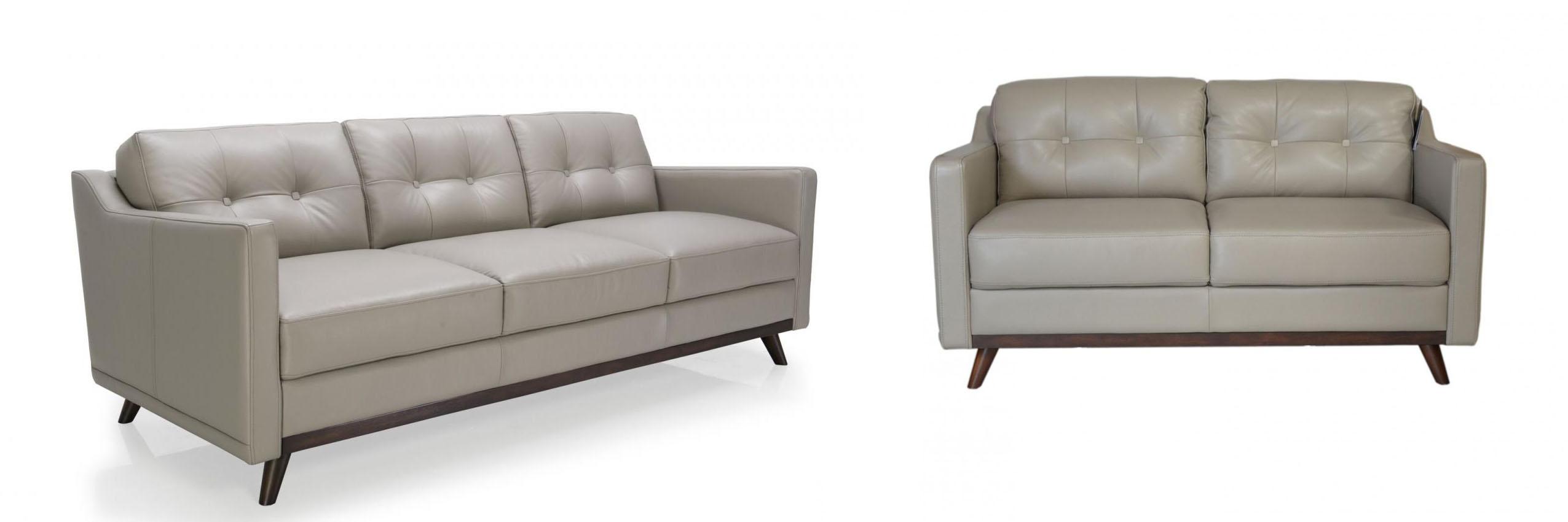 

    
Argent Top Grain Leather Upholstery Mid-Century Sofa Set 2 Pcs Moroni Monika 359
