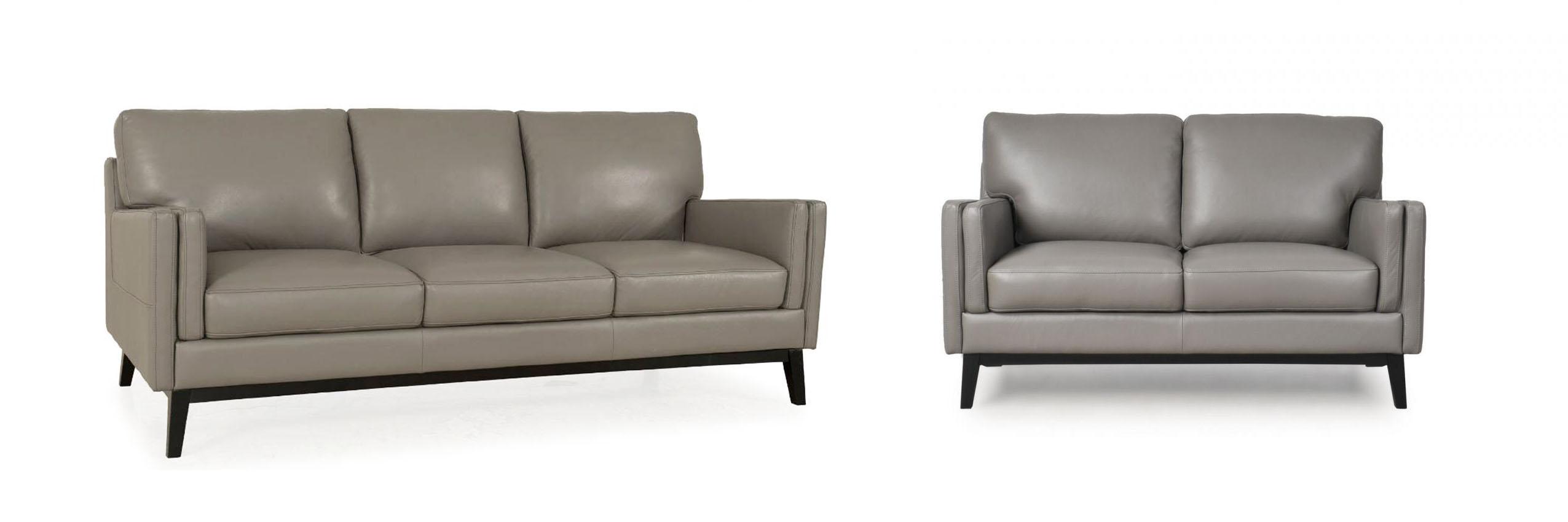 

    
Moroni Osman 352 Dark Grey Top Grain Leather Upholstery Mid-Century Sofa Set 2Pcs
