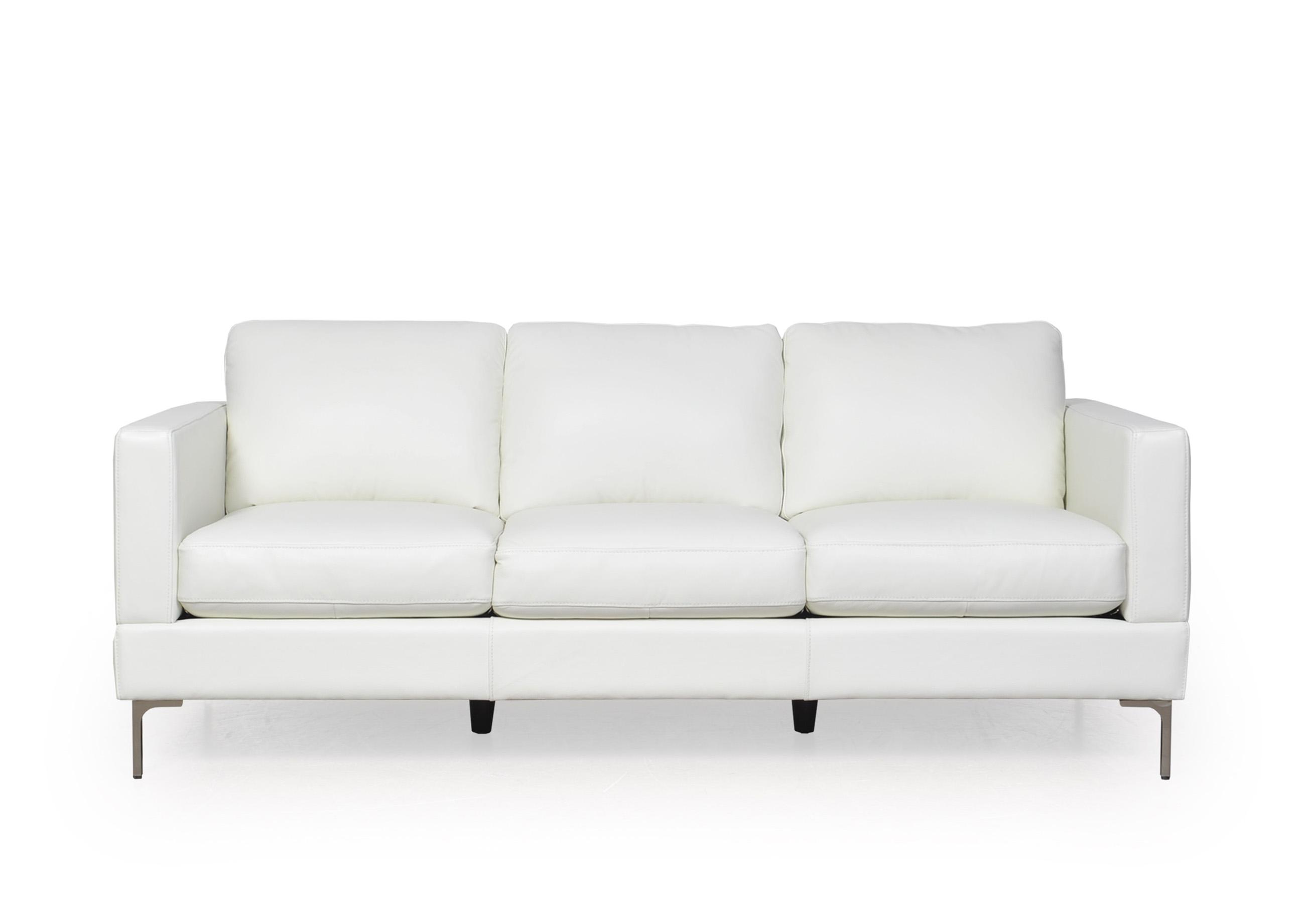 

    
Snow White Top Grain Leather Upholstery Contemporary Sofa Moroni Tobia 351
