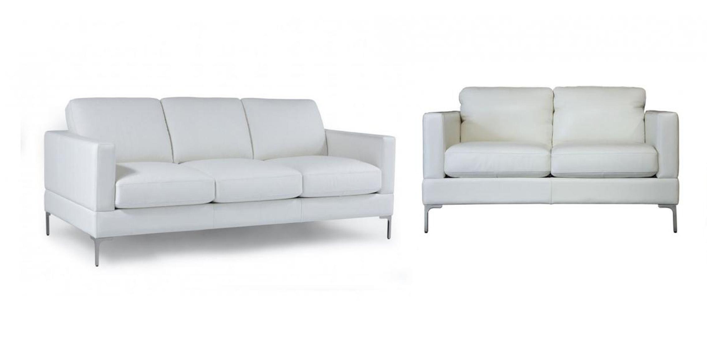 

    
Snow White Top Grain Leather Upholstery Sofa Set 2Pcs Modern Moroni Tobia 351
