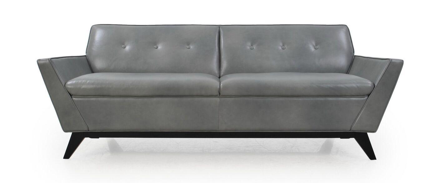 

    
Moroni Wegner 360 Grey Top Grain Leather Upholstery Mid-Century Sofa Set 2Pcs
