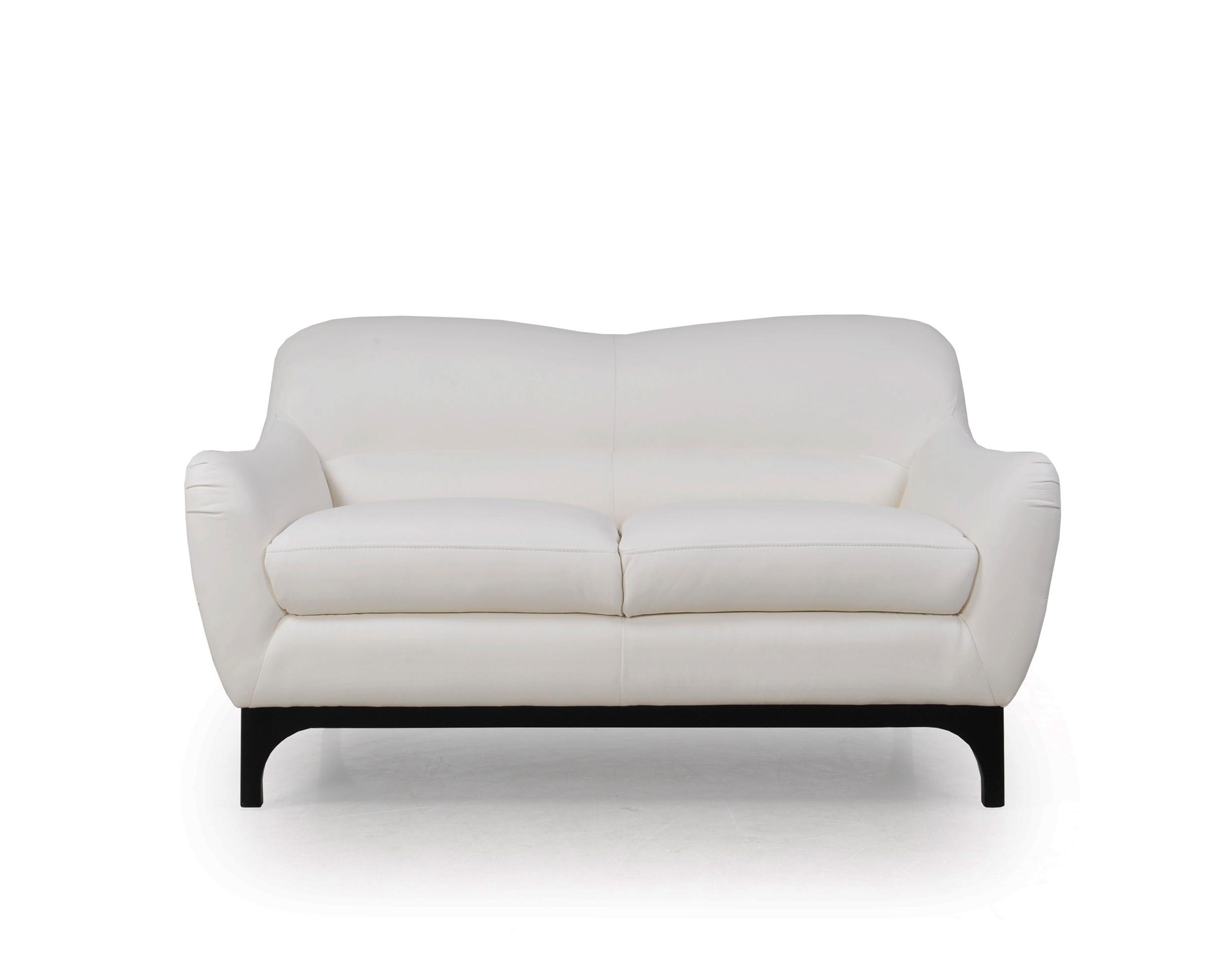 

    
Pure White Top Grain Leather Upholstery Mid-Century Loveseat Moroni Wollo 357
