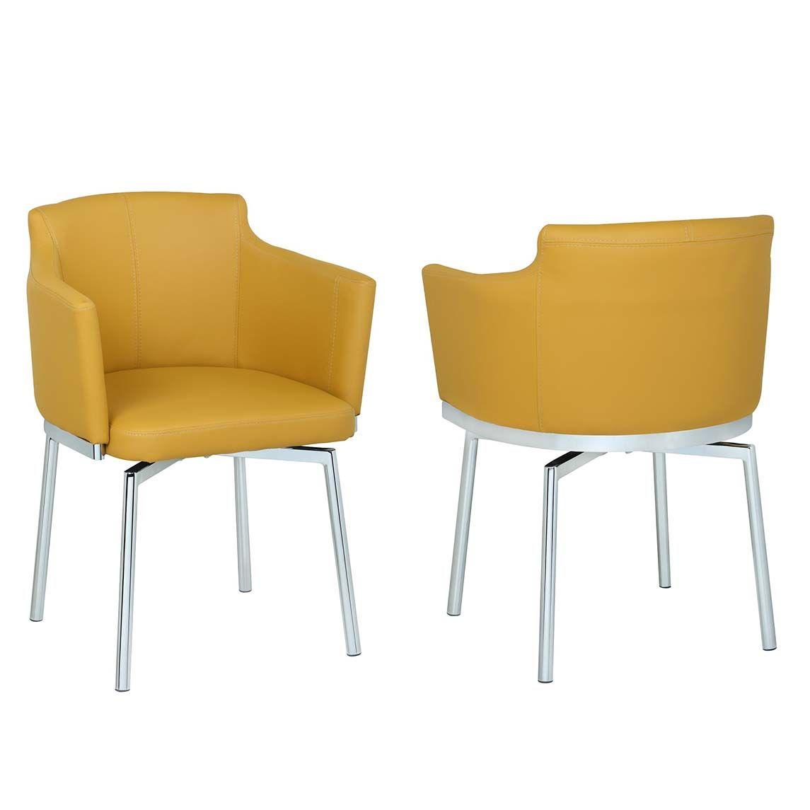 Modern Dining Chair Set Dusty DUSTY-AC-MUS-KD-Set-2 in Yellow Eco Leather