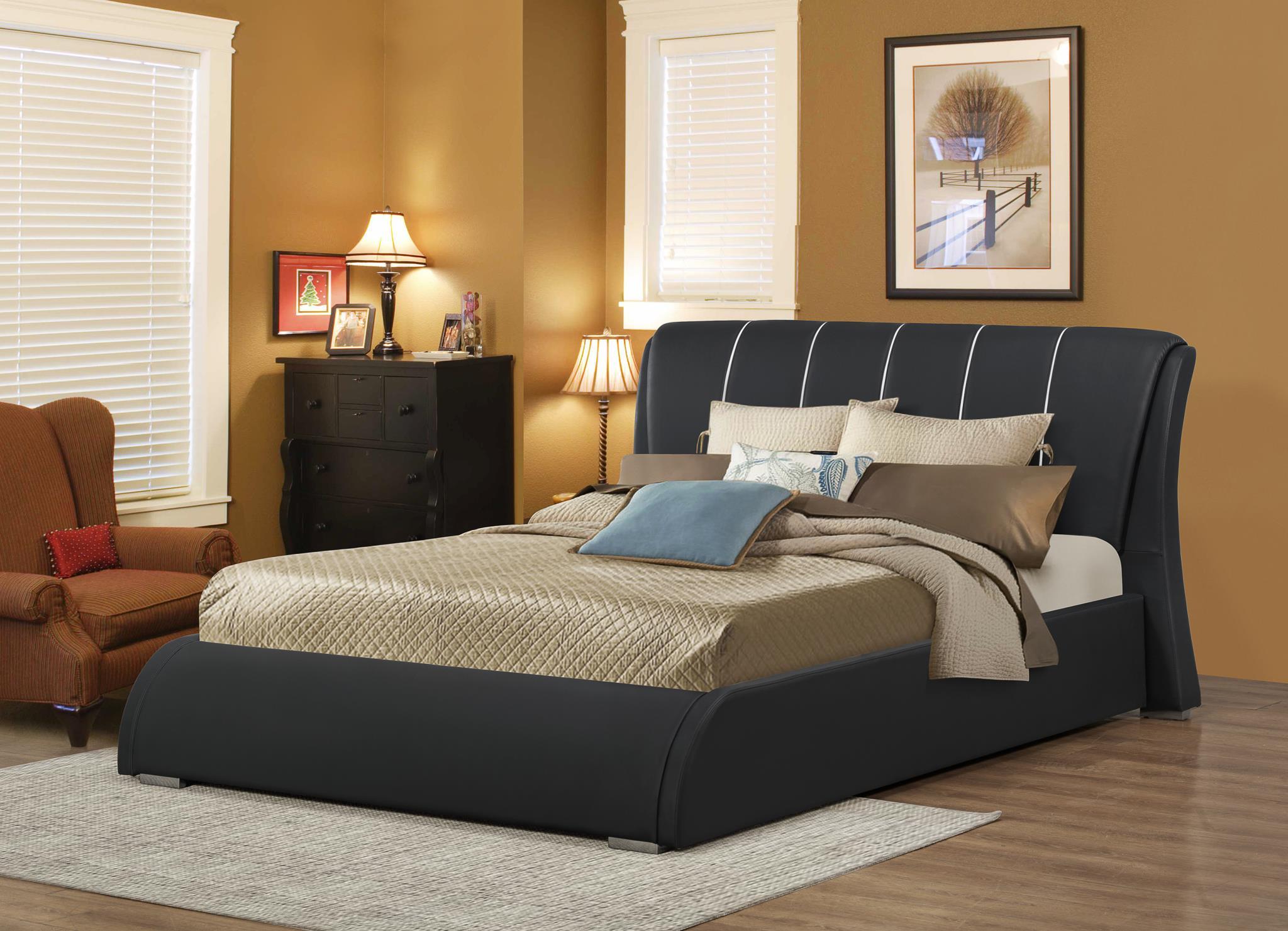 

    
MYCO Furniture 2959K-BK Courtney Modern Black Faux Leather King Platform Bed
