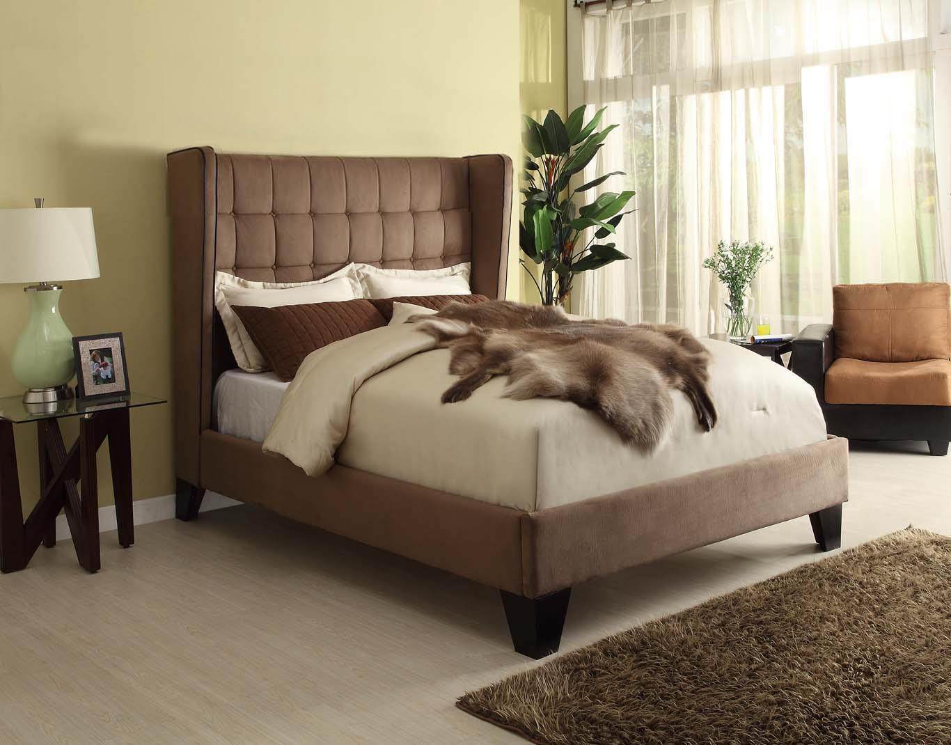 

    
MYCO Furniture 2960Q Oakland Modern Brown Microfiber Queen Size Platform Bed
