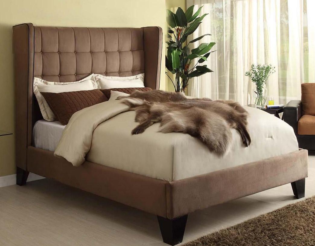 

    
MYCO Furniture 2961K Oakland Modern Brown Microfiber King Size Platform Bed
