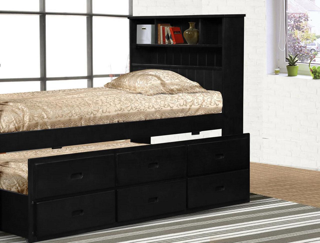 

    
MYCO Furniture 9063-BK Avalon Black Twin Captain's Bed with Trundle & Storage
