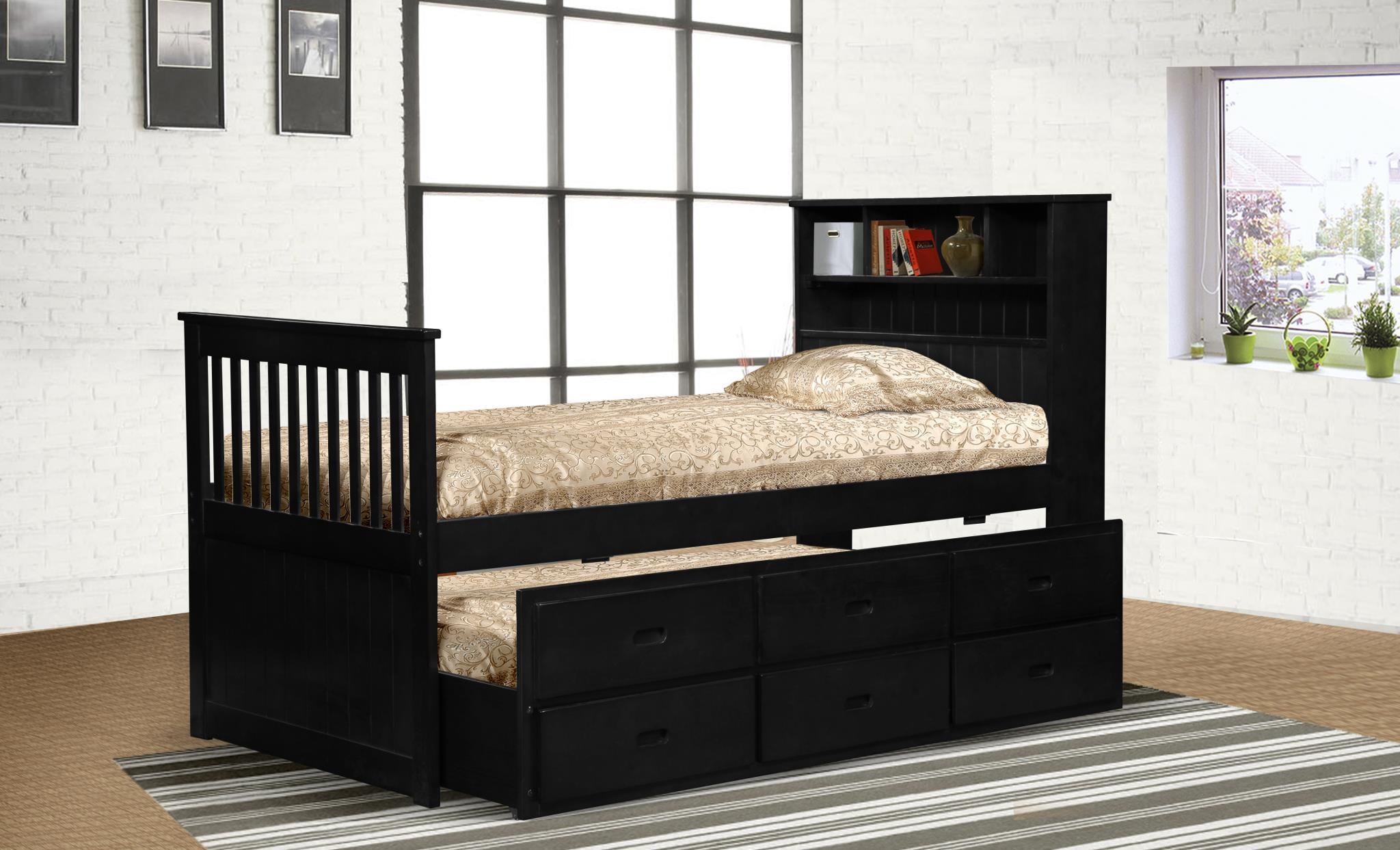 

    
MYCO Furniture 9063-BK Avalon Black Twin Captain's Bed with Trundle & Storage
