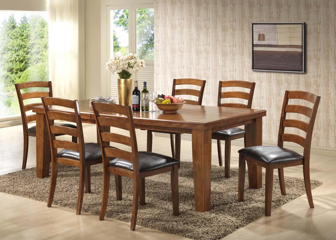 Contemporary Dining Table Set Adobe AD110PT-DT-Set-5 in Brown, Black Faux Leather