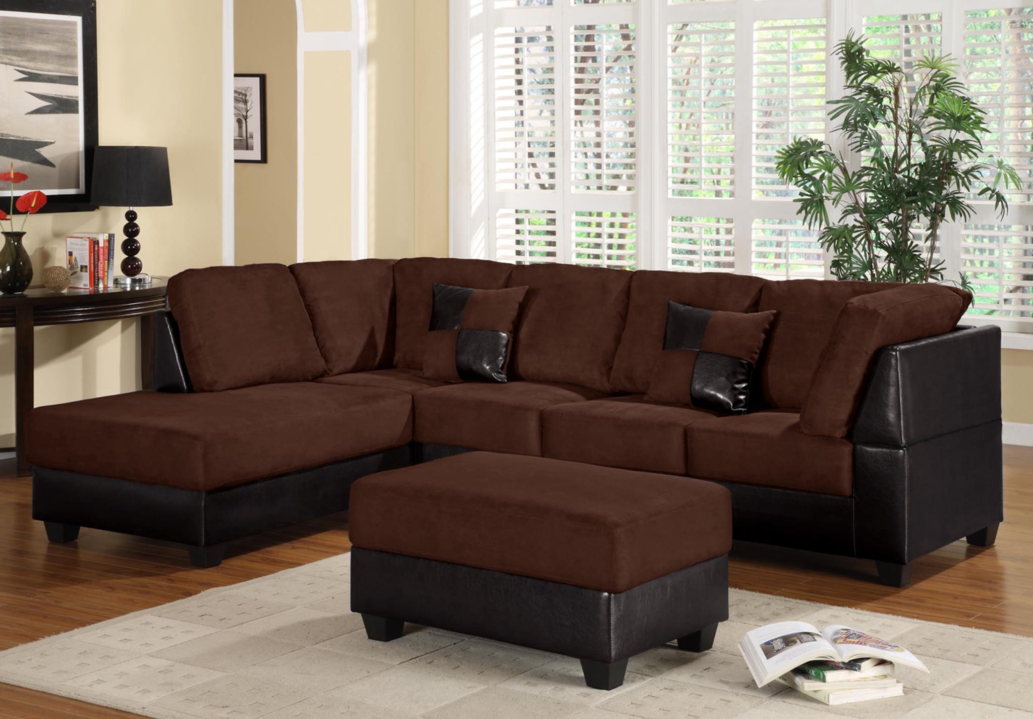 

    
MYCO Furniture Aniela Modern Chocolate Microfiber Upholstery Sectional w/Storage Ottoman
