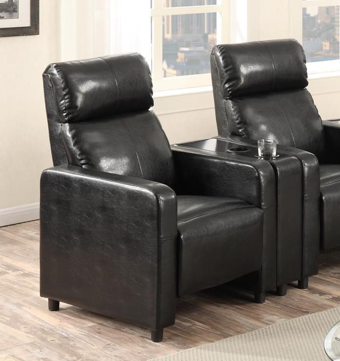

    
MYCO Furniture Arcadia Black Bonded Leather Reclining Home Theater 3 Seats w/Cupholders
