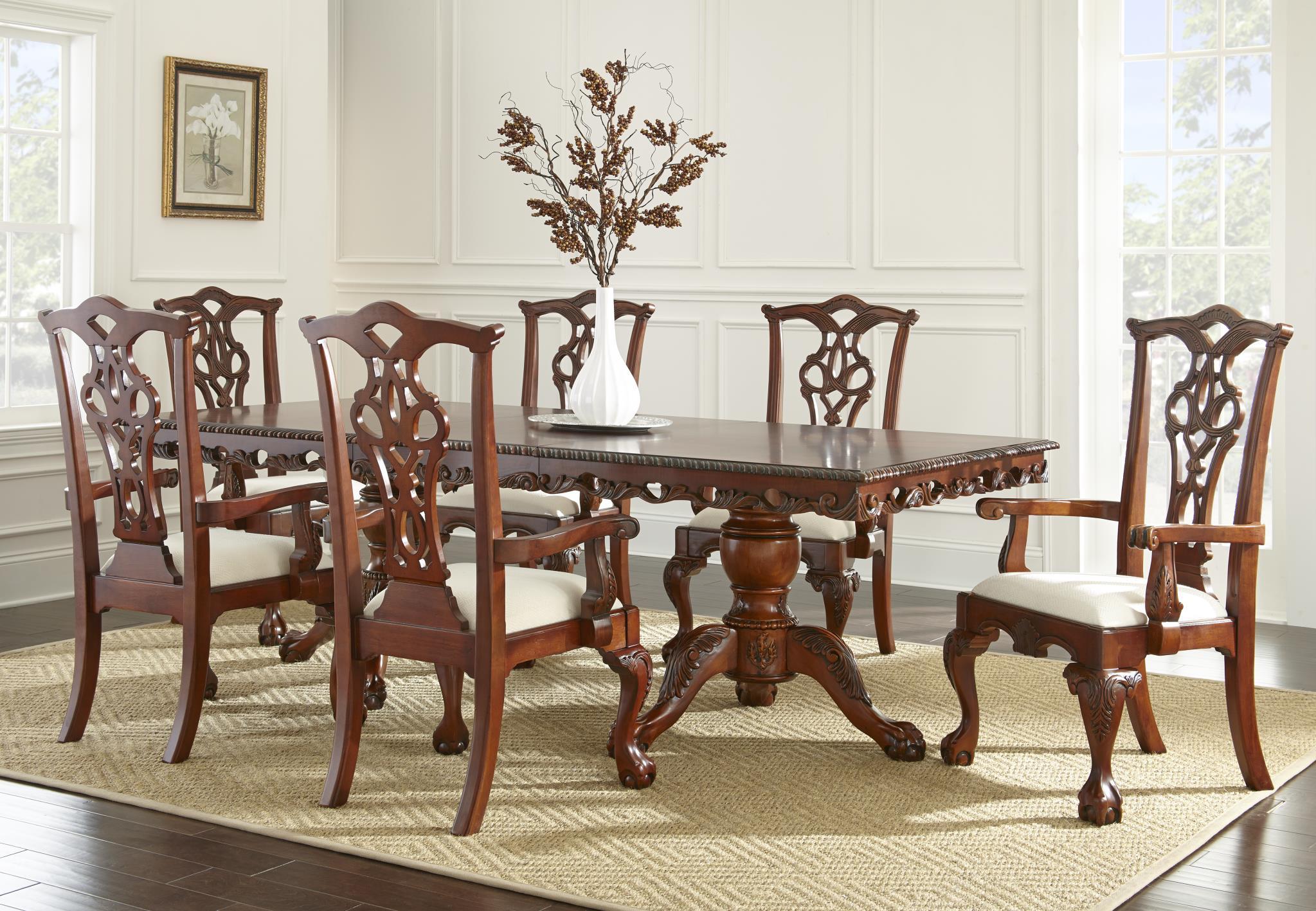 

    
MYCO Furniture Aretha Traditional Dark Brown Finish Carved Wood Dining Room 5Pcs
