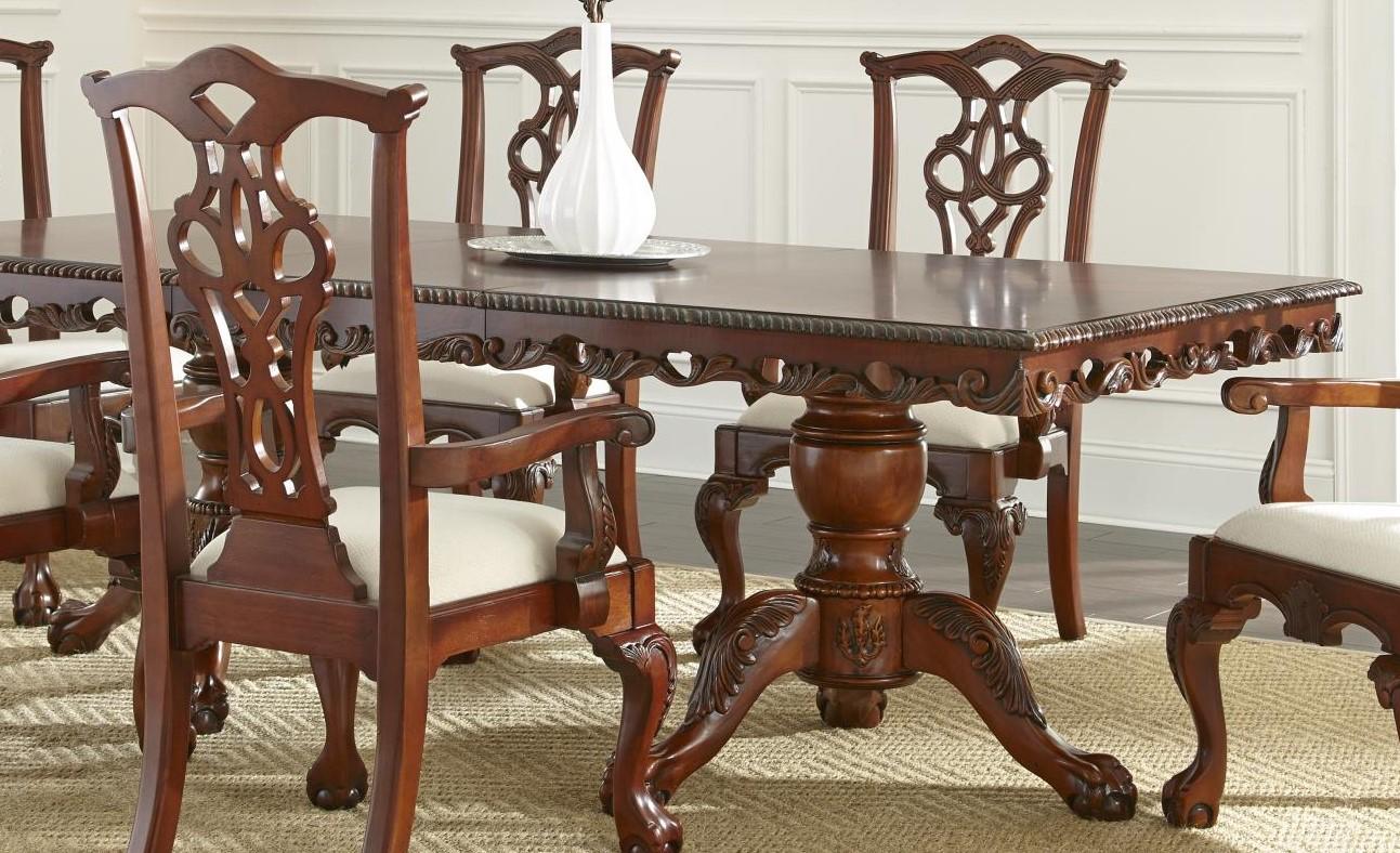 

    
MYCO Furniture Aretha Traditional Dark Brown Finish Carved Wood Dining Room 5Pcs
