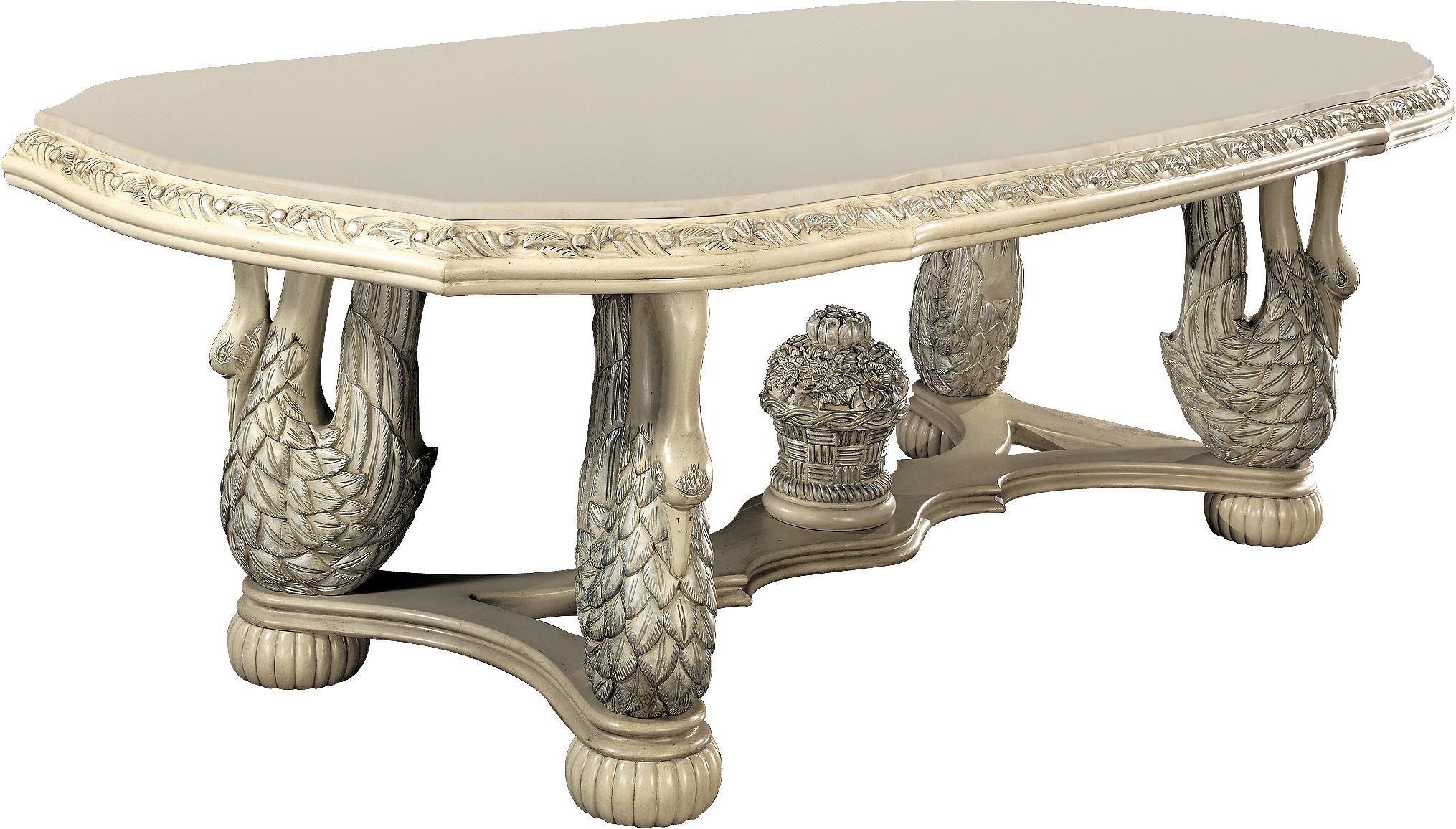 

    
MYCO Furniture Avignon Classic Ivory Finish Carved Wood Dining Room Set 5 Pcs
