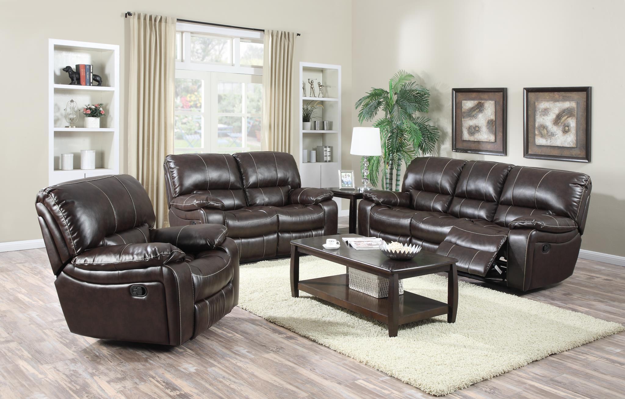 

    
Modern Dark Brown Leather Air Reclining Power Sofa Set 3Pcs MYCO Furniture Banner
