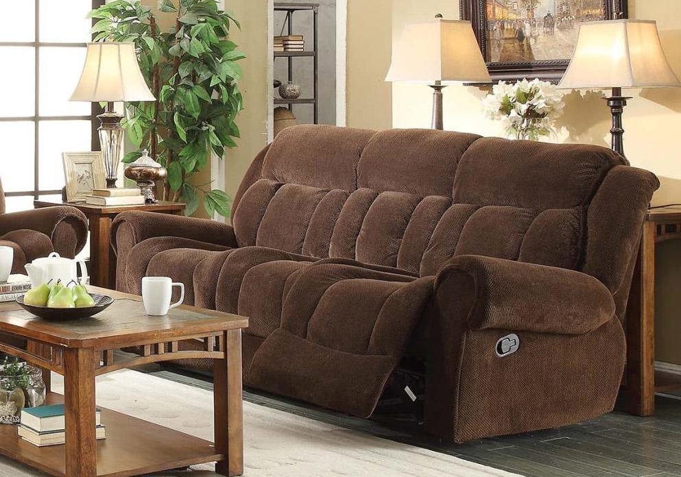 Traditional Sofa recliner Basha BA210-S-BR in Brown Fabric
