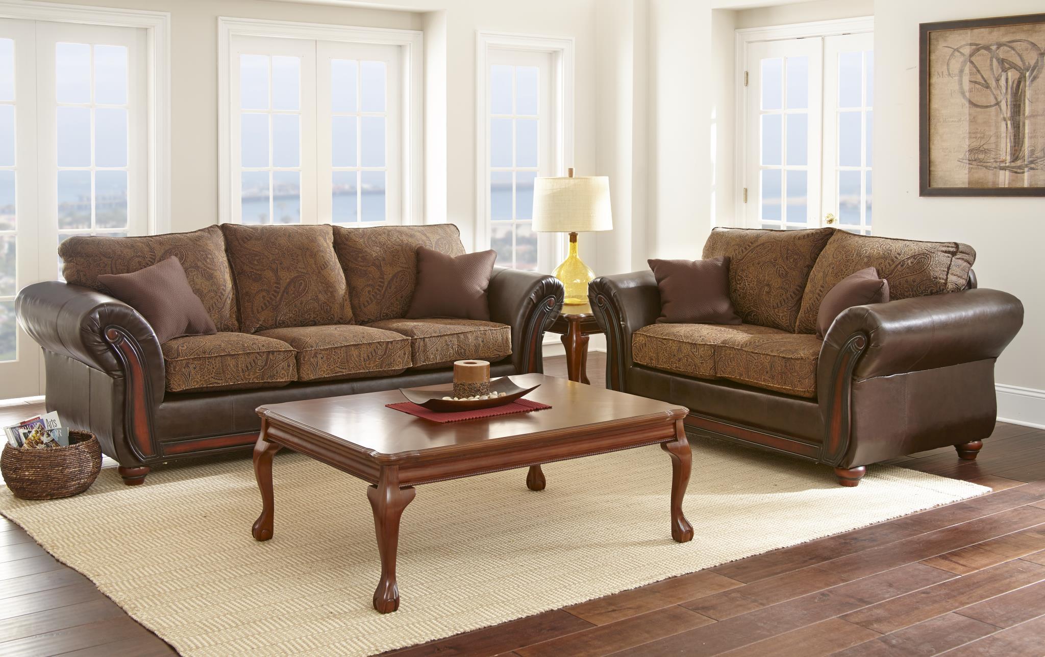 

    
MYCO Furniture Brigam Classic Dark Brown Leather & Fabric Living Room Set 2 Pcs

