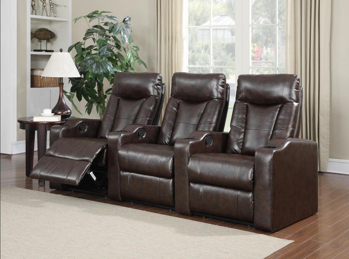 Modern Reclining Camden CA9504-BR-3 in Brown Bonded Leather