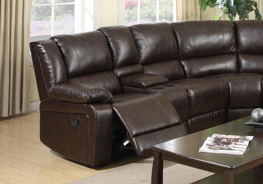 

    
MYCO Furniture Cadence Brown Modern  Bonded Leather Sectional Recliner
