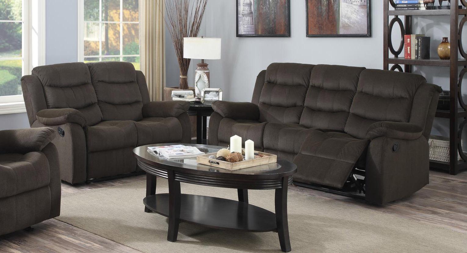 Classic, Traditional Sectional Living Room Set Candice 2005-BR-Set-2 in Brown Microfiber