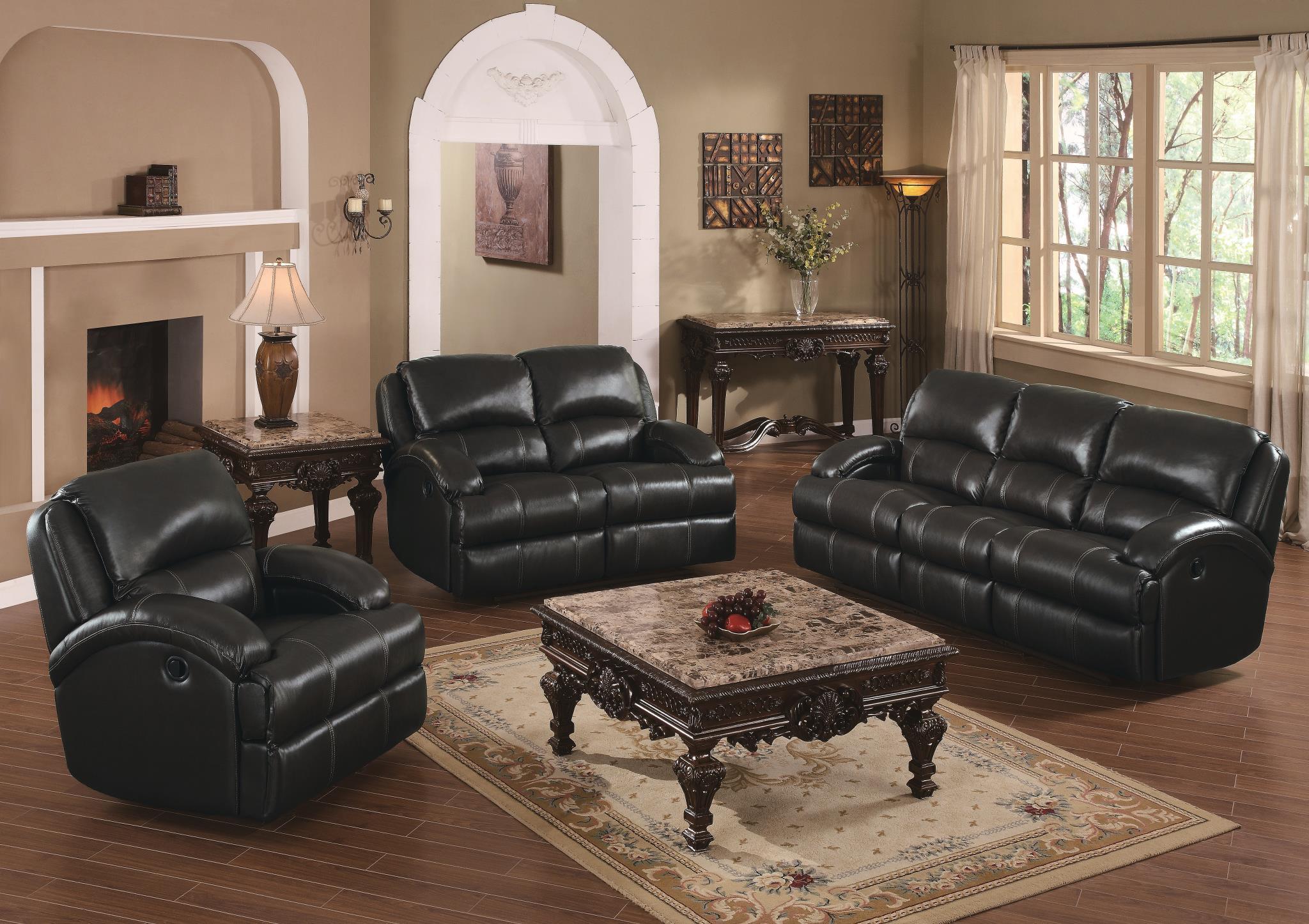 

    
MYCO Furniture Capri Reclining Sofa Black CA820S-BK
