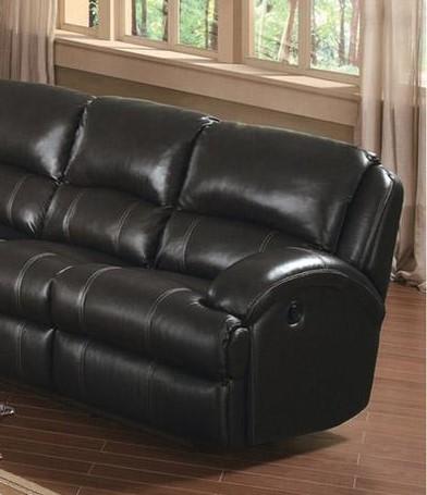 

    
MYCO Furniture Capri Black Modern Leather Air Recliner Sofa
