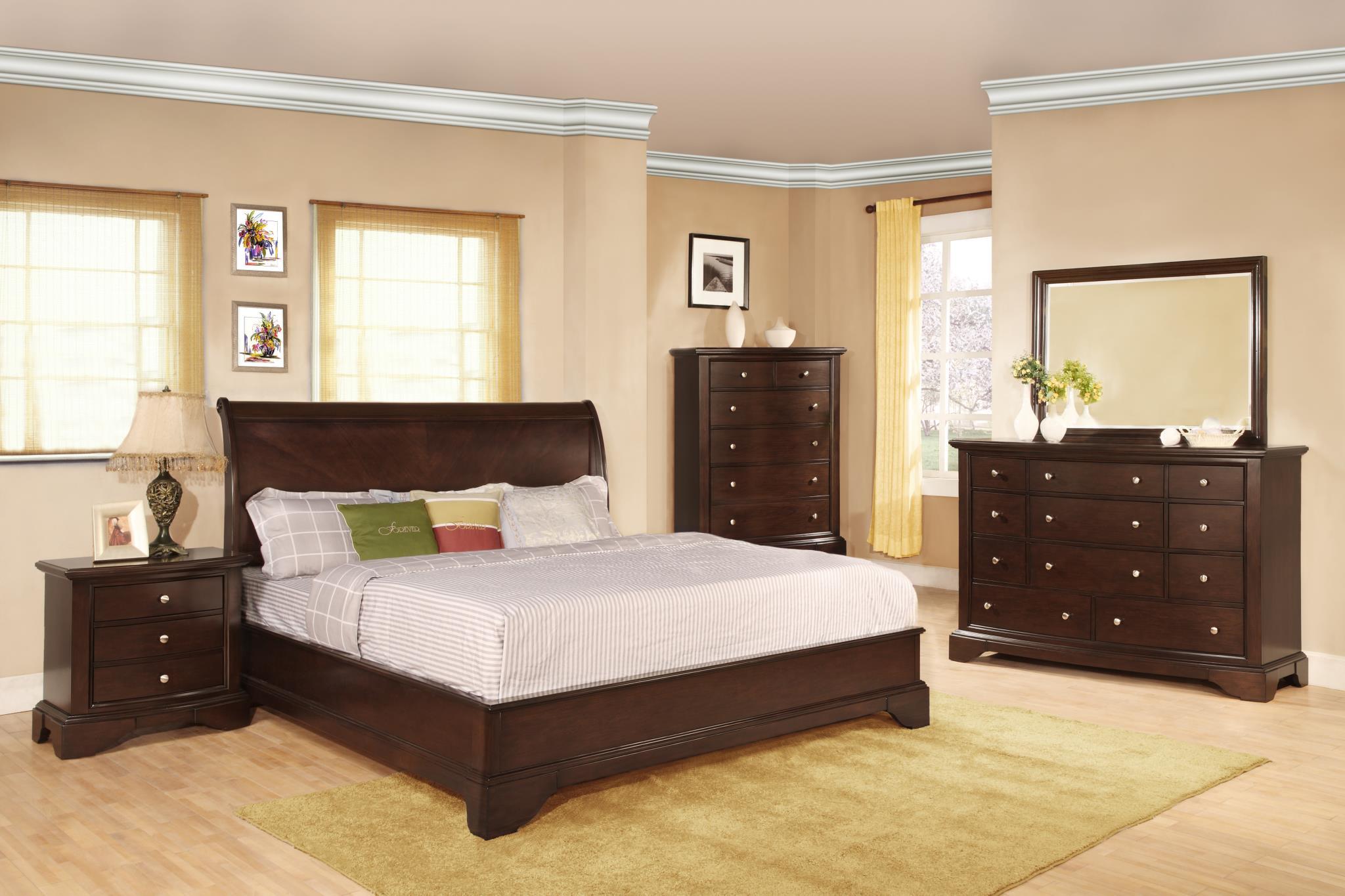 

    
MYCO Furniture CT1401K Century Rich Espresso Finish Curved Headboard King Platform Bedroom Set 4Pcs
