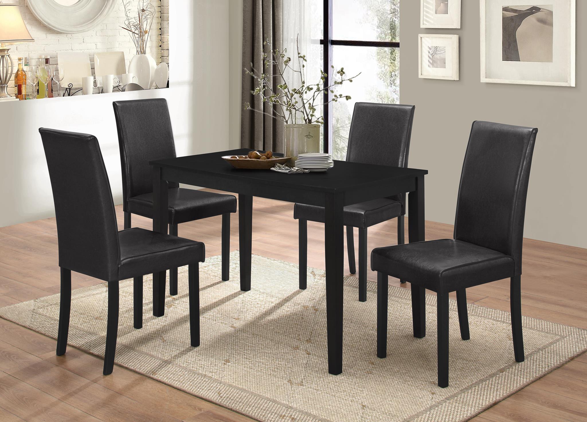 

    
MYCO Furniture Drake Rectangular Table & Black PU Chairs Dining Room Set 5Pcs
