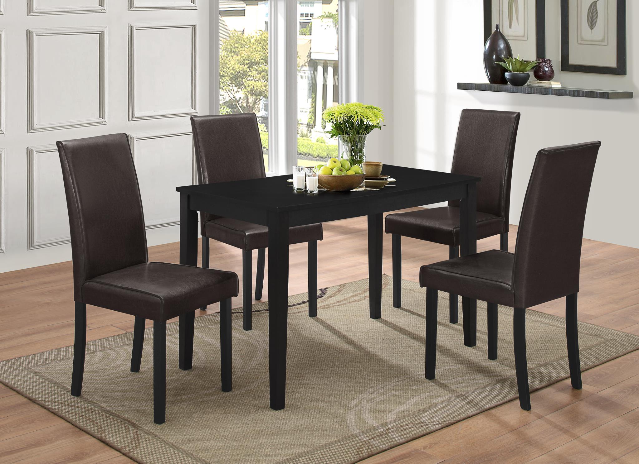 

    
MYCO Furniture Drake Rectangular Table & Brown PU Chairs Dining Room Set 5Pcs
