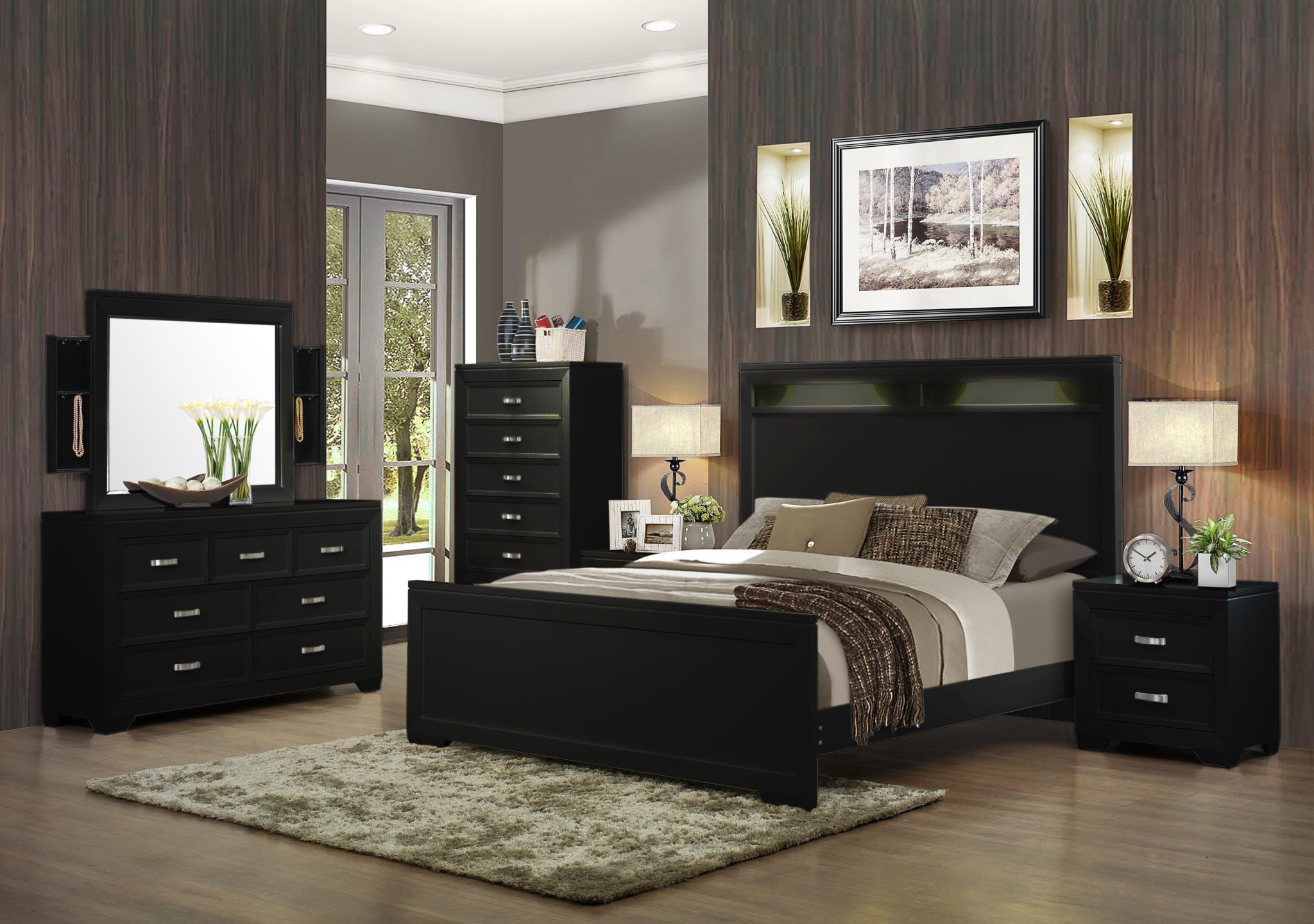 

    
MYCO Furniture Francis Panel Bed Black FR740-K
