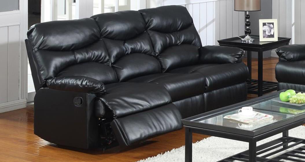 

    
MYCO Furniture Geneva Modern Black Bonded Leather Reclining Sofa
