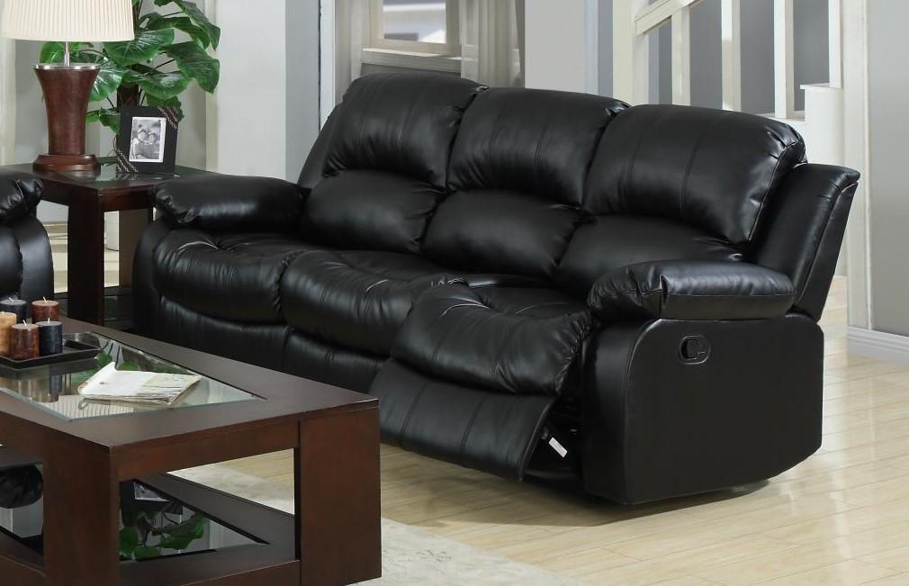 Classic, Traditional Sofa recliner Kaden 1075S-BLK in Black Leather